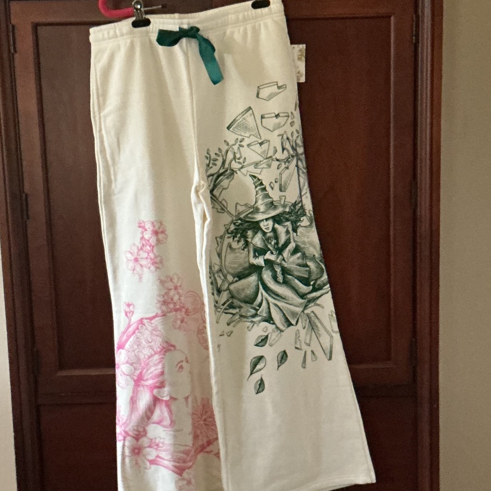 NWT Wicked Katie Kime Wide Leg Lounge Sweatpants-Cream/White